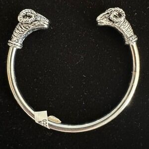 Beautiful Moroccan Rams head cuff silver colored bracelet.